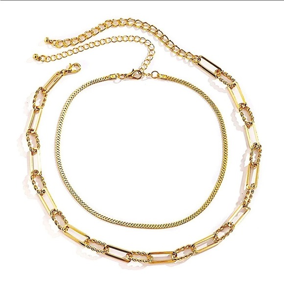 Multilayer Gold Plated Cuban Chain Link Herringbone Flat Snake Choker Ne… - Picture 4 of 4